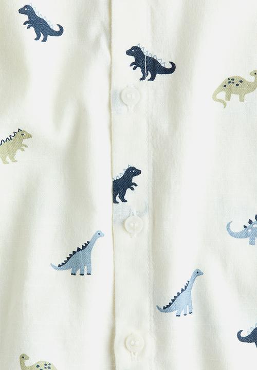 H&M - Cotton grandad shirt - cream/dinosaurs