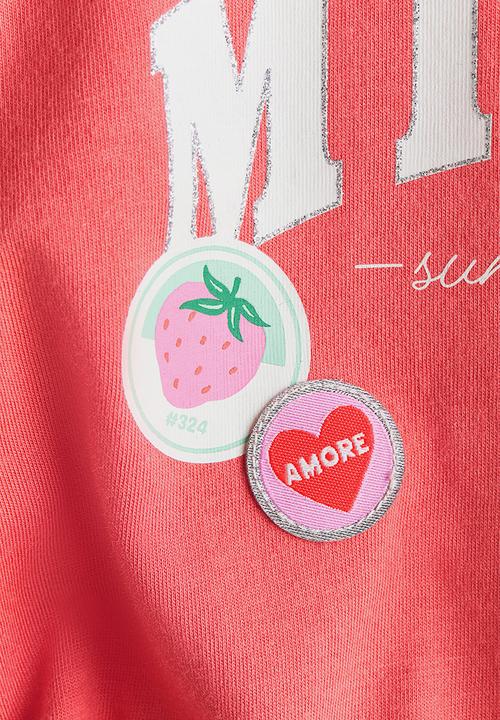 H&M - Motif-detail t-shirt - light red/milano