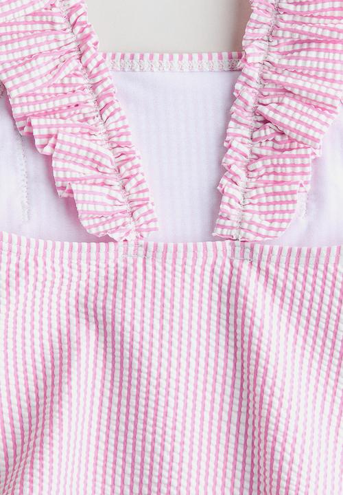 H&M - Frill-trimmed swimsuit - pink/striped