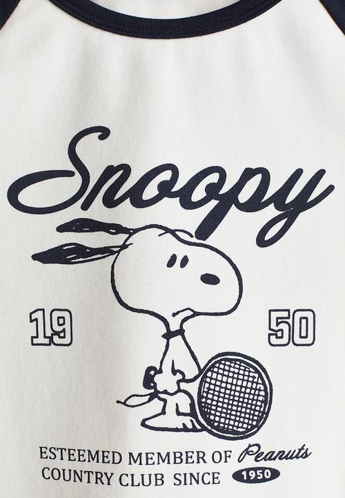 H&M - Print-motif cotton top - cream/snoopy
