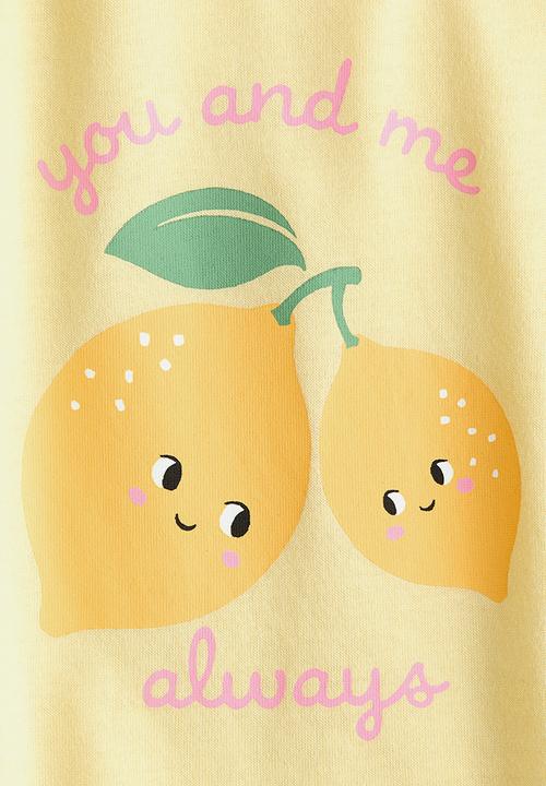 H&M - Printed cotton top - yellow/you and me