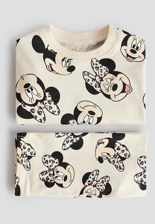 H&M - 2-piece printed cotton set - cream/minnie mouse