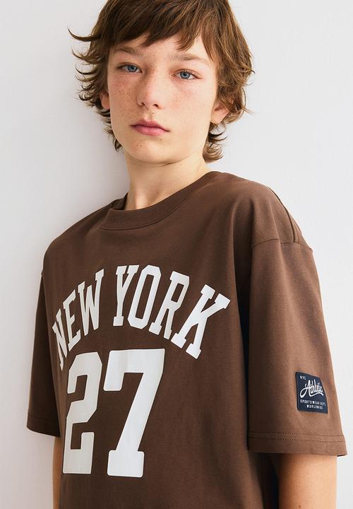 H&M - Loose-fit printed t-shirt - brown/new york