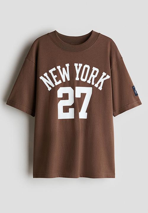 H&M - Loose-fit printed t-shirt - brown/new york
