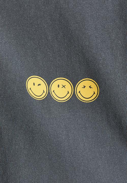 H&M - Printed t-shirt - dark grey/smileyworld?
