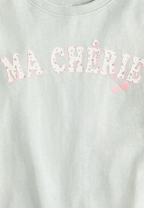 H&M - Printed t-shirt - light green/ma ch?rie