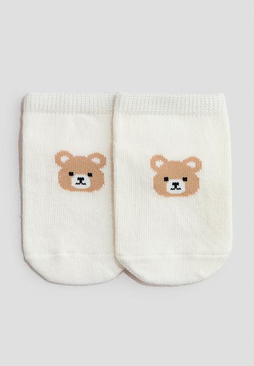 H&M - 4-pack shaftless socks - dusty blue/bears