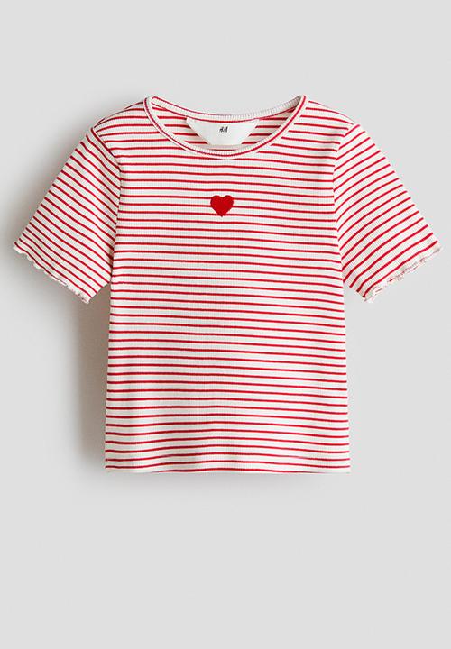 H&M - Ribbed top - white/red striped