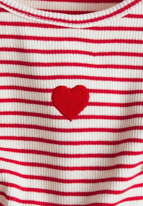 H&M - Ribbed top - white/red striped