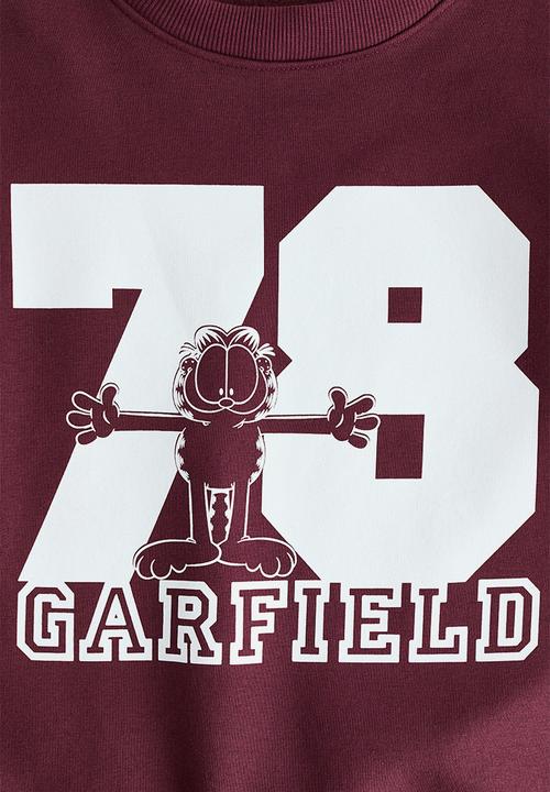 H&M - Printed sweatshirt - dark red/garfield