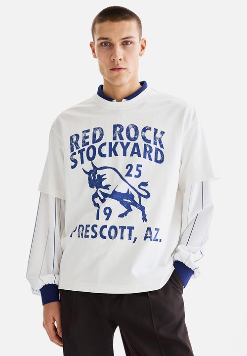 H&M - Relaxed fit printed t-shirt - white/red rock