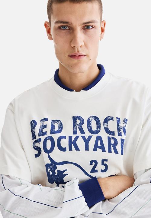H&M - Relaxed fit printed t-shirt - white/red rock