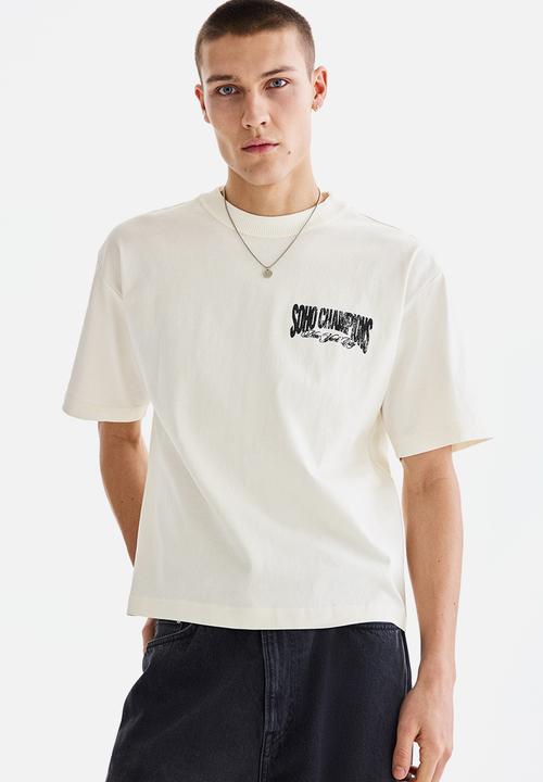 H&M - Loose fit printed t-shirt - white/soho champions
