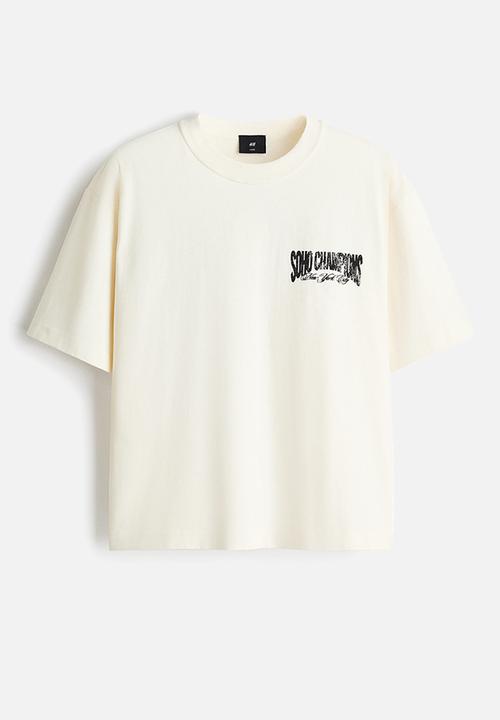 H&M - Loose fit printed t-shirt - white/soho champions