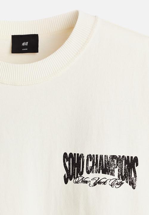 H&M - Loose fit printed t-shirt - white/soho champions