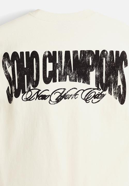 H&M - Loose fit printed t-shirt - white/soho champions