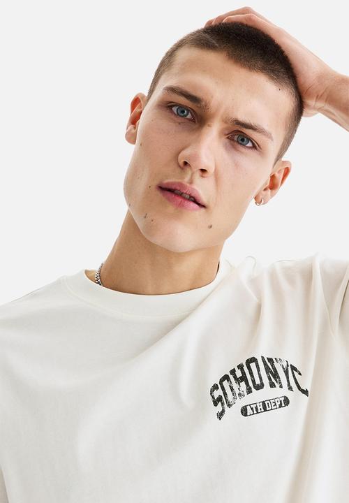 H&M - Loose fit printed t-shirt - white/soho nyc