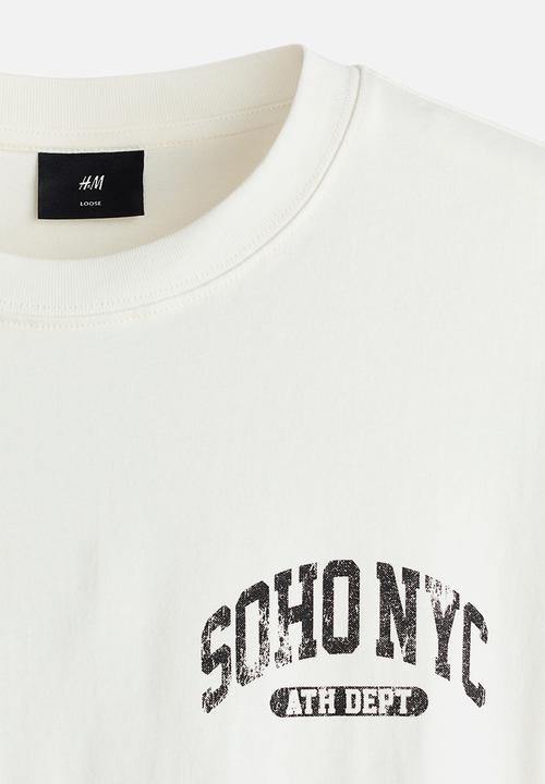 H&M - Loose fit printed t-shirt - white/soho nyc