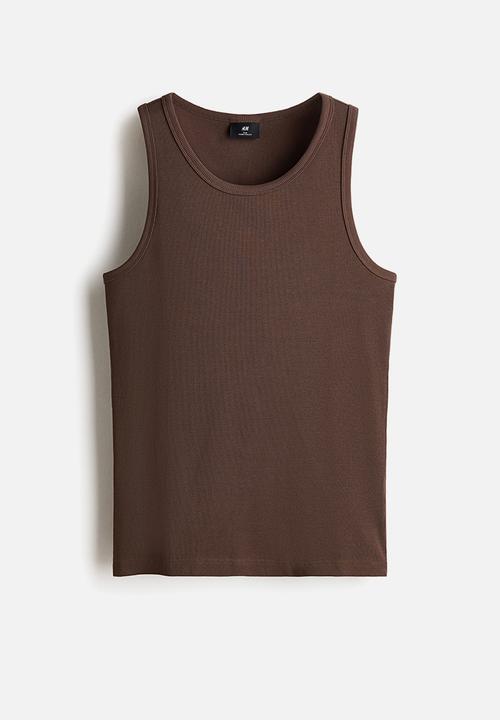 H&M - Slim fit ribbed vest top - brown