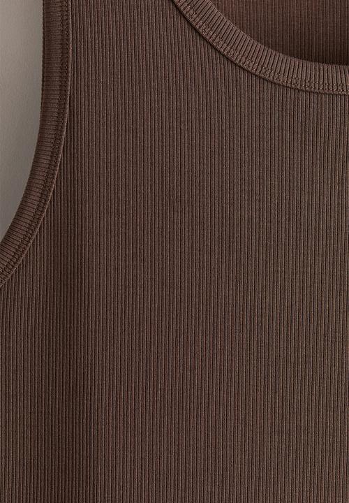H&M - Slim fit ribbed vest top - brown
