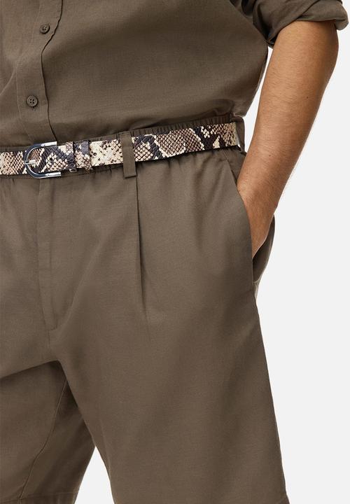H&M - Relaxed fit linen-blend shorts - brown