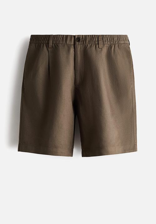 H&M - Relaxed fit linen-blend shorts - brown