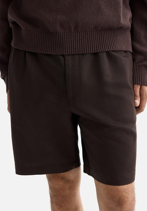 H&M - Relaxed fit linen-blend shorts - dark brown