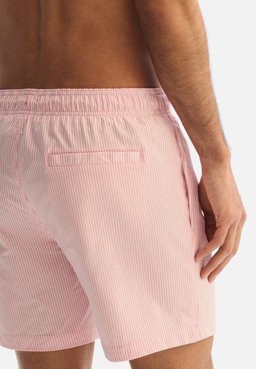 H&M - Seersucker swim shorts - pink/striped