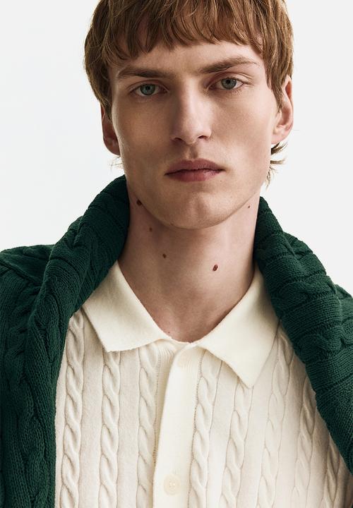 H&M - Regular fit cable-knit shirt - white