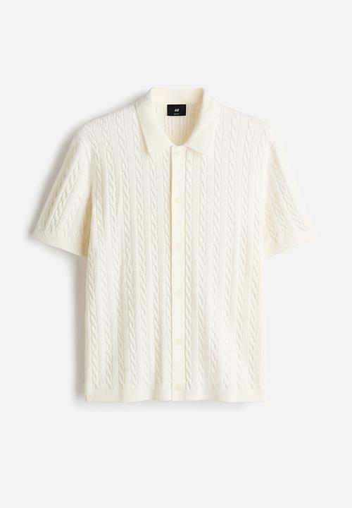 H&M - Regular fit cable-knit shirt - white