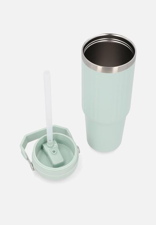 Excellent Houseware - Mint Stainless Steel Rib Design Drinking Flask with Handle