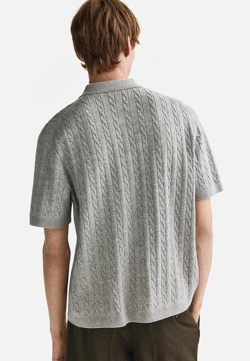 H&M - Regular fit cable-knit shirt - grey