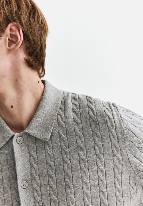 H&M - Regular fit cable-knit shirt - grey