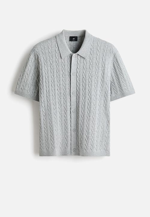 H&M - Regular fit cable-knit shirt - grey