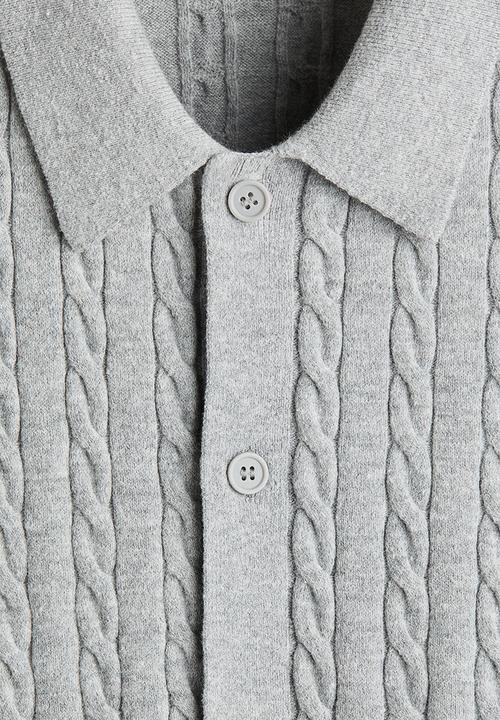 H&M - Regular fit cable-knit shirt - grey