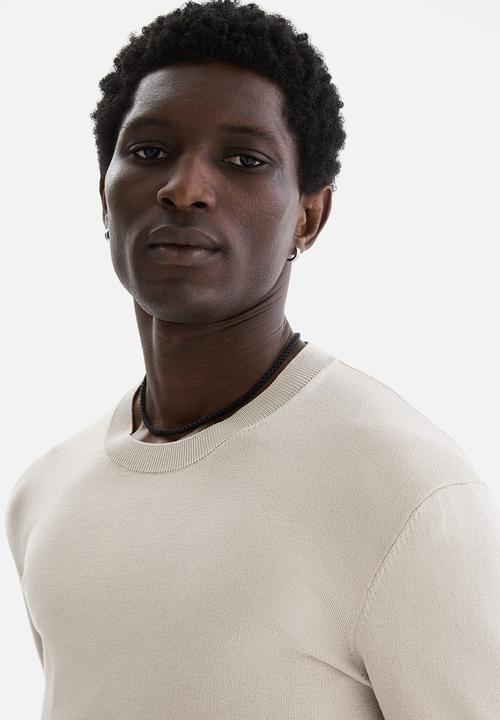 H&M - Slim fit knitted t-shirt - beige