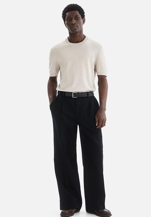 H&M - Slim fit knitted t-shirt - beige