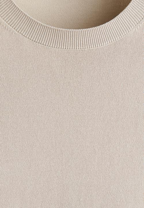 H&M - Slim fit knitted t-shirt - beige