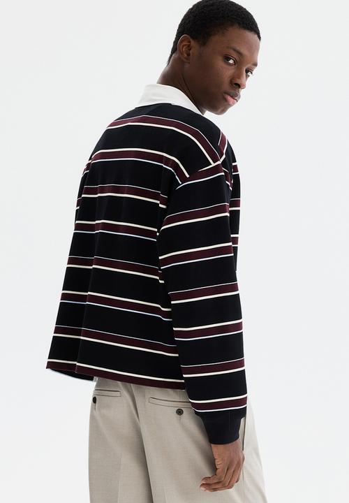 H&M - Loose fit rugby shirt - black/striped