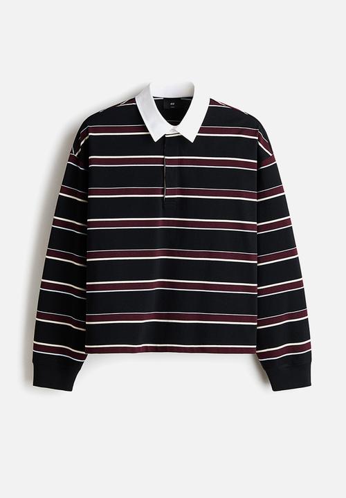 H&M - Loose fit rugby shirt - black/striped