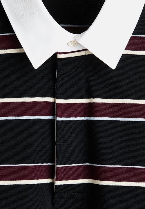 H&M - Loose fit rugby shirt - black/striped