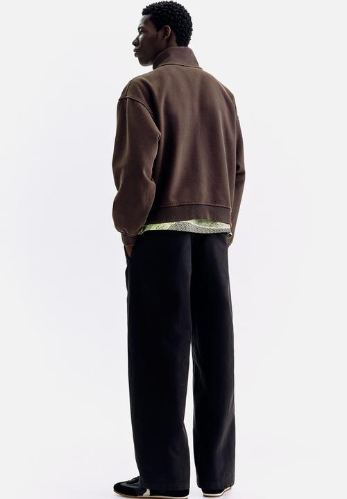H&M - Relaxed fit boxy-style track jacket - dark brown