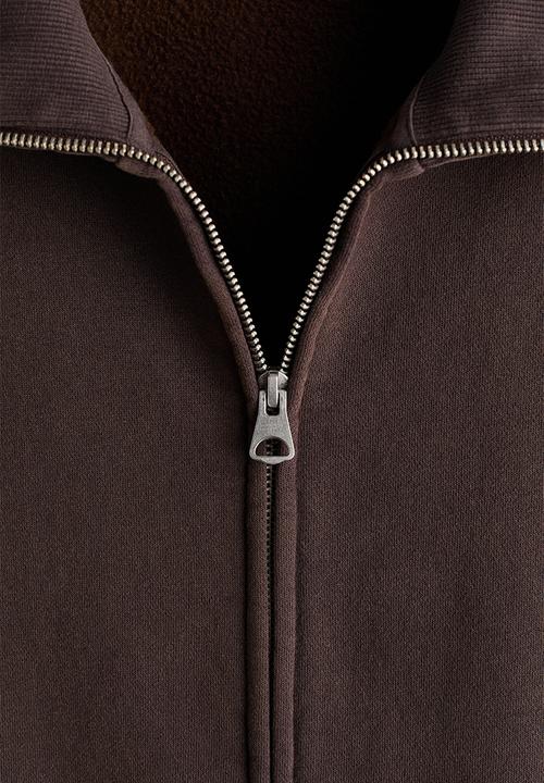 H&M - Relaxed fit boxy-style track jacket - dark brown