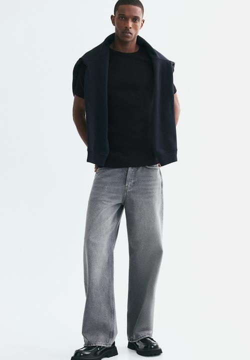 H&M - Slim fit ribbed t-shirt - black