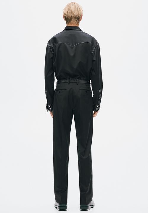 H&M - H&M Atelier:  Regular fit wool-blend twill shirt - black