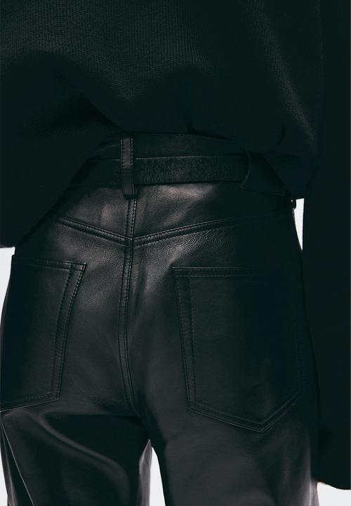 H&M - H&M Atelier:  Regular fit leather trousers - black