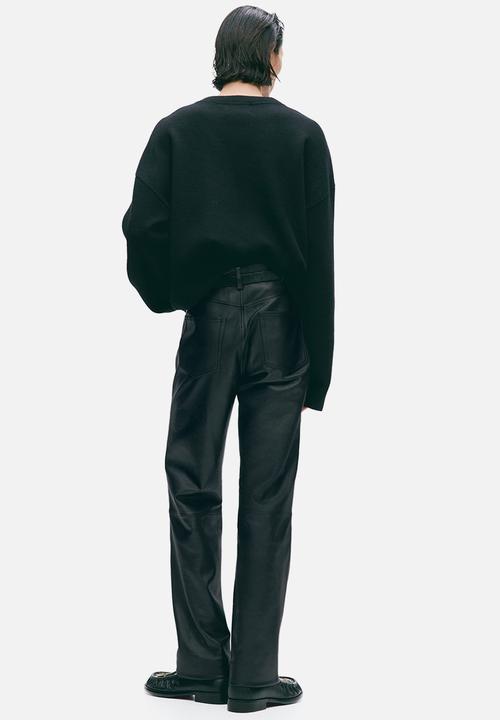 H&M - H&M Atelier:  Regular fit leather trousers - black