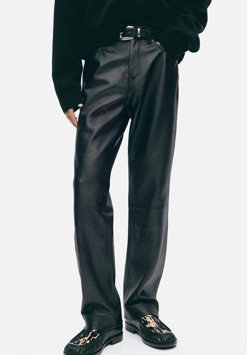 H&M - H&M Atelier:  Regular fit leather trousers - black