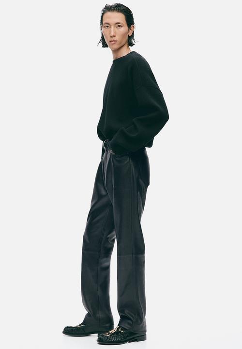 H&M - H&M Atelier:  Regular fit leather trousers - black