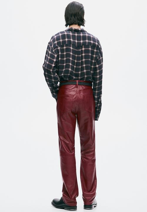H&M - H&M Atelier:  Regular fit leather trousers - dark red